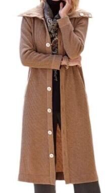 SOFT SURROUNDINGS Waffle Knit Button Down Sweater Dress Coat Tan Brown XL